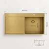 Pure.Sink Exclusivo Gold sink with draining board 100x52 cm Tapwing right PEX47100RT-60